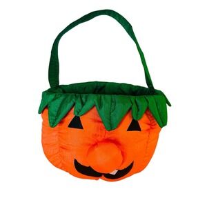 Halloween Pumpkin Trick or Treat Candy Bag Basket Kids‎ Orange Green